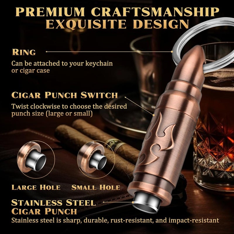 LIHTUN Portable Cigar Punch Cutter - Twist-Out Cigar Punch with 2 Sizes, Clockwise Switch Between Large and Small Punch Holes, Precision Cutting for Various Cigars, Christmas Day Gift (Rose Gold) - Image 2